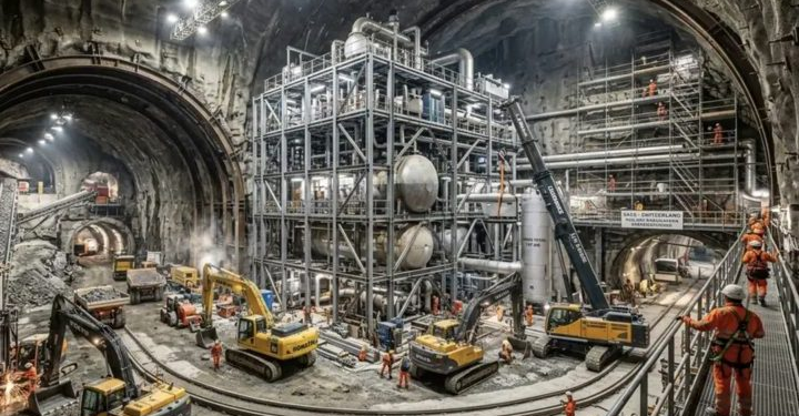 Suiza excava un agujero del tamaño de dos campos de fútbol para instalar la batería subterránea más potente del mundo - Foto: Correio Braziliense